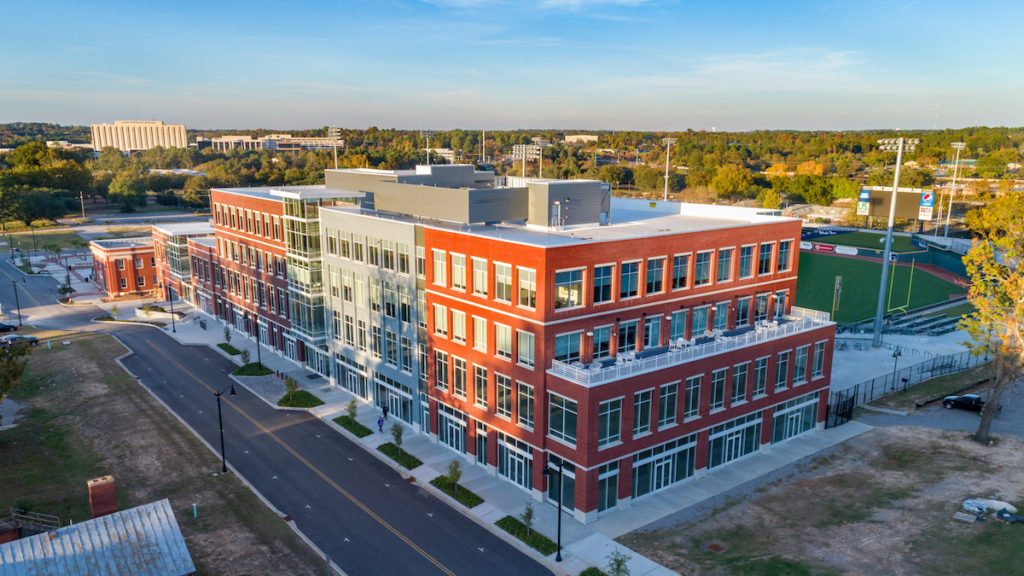 Aerial photos of the First Base Building at the BullStreet District by Burton W. Fowles